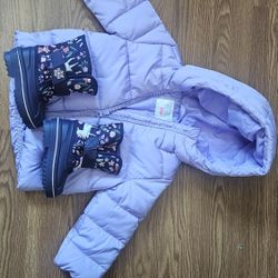 Girl Snow Boots And Matching Jacket 