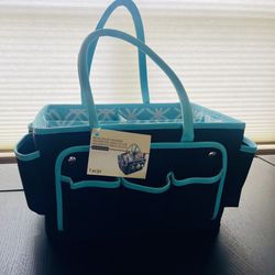 New Black & turquoise organizer tote