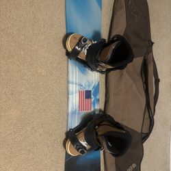 Complete Snowboard Setup – Board + Bindings + Boots (Size 9) + Burton Bag