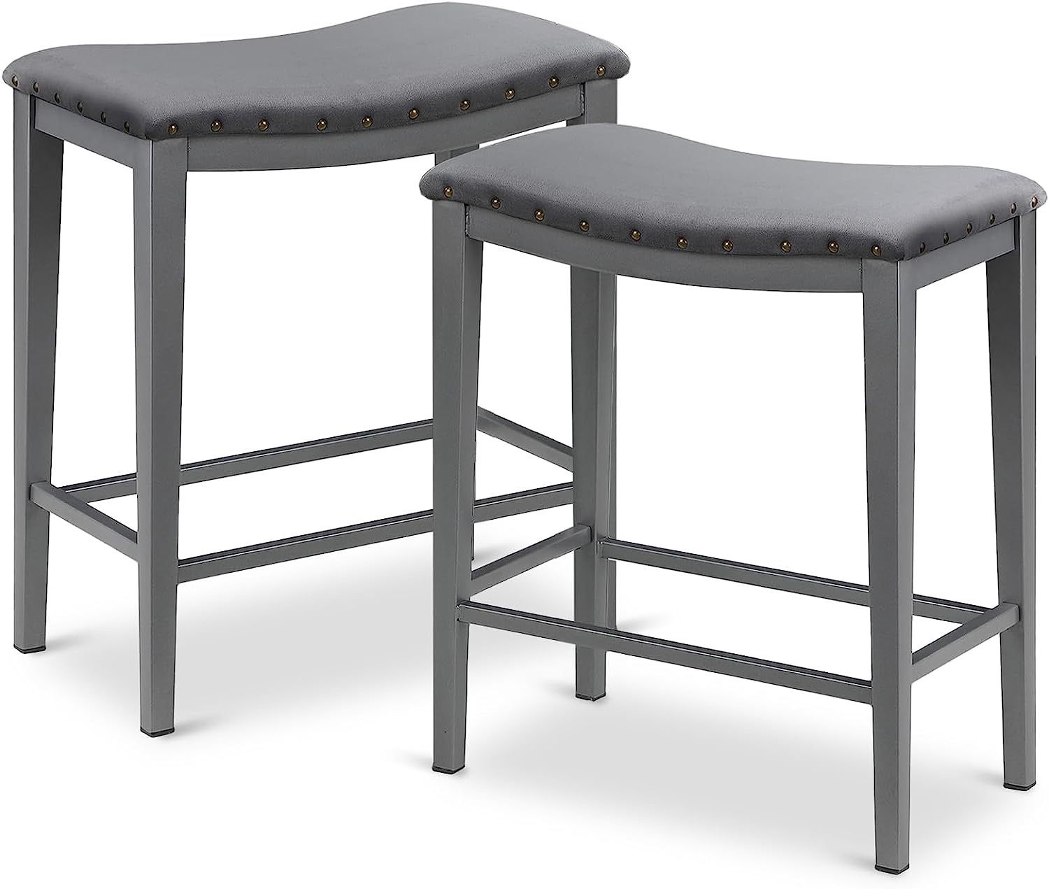 KATDANS Grey Bar Stools Set of 2 Counter Height 24 Inches
