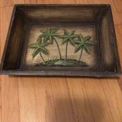 New Palm Wood Art Tray Can Be Hung In Wall Or Sat On Top Ottomans Beds Dressers Etc