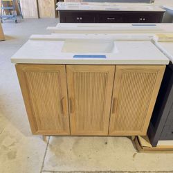 42” Brand New Bathroom Vanity in Walnut color, Soft Close Solid Wood with Marble Top in White  $729 