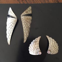 2 Classic pair of pierced sterling silver earrings