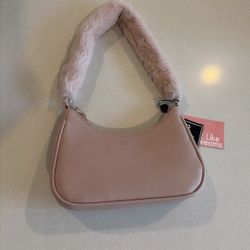 Pink Purse With Fuzzy Handle