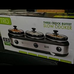 TRU Triple Crock Slow Cooker with Three 2½ Quart Inserts