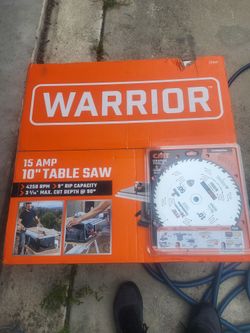 WARRIOR 15 Amp, 10 in. Table Saw
With new blade
