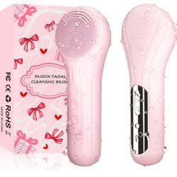 Silicone Face Scrubber, Waterproof Electric Facial Cleansing Brush for Men & Women, Rechargeable Face Scrubber with 5 Modes for Deep Cleansing
