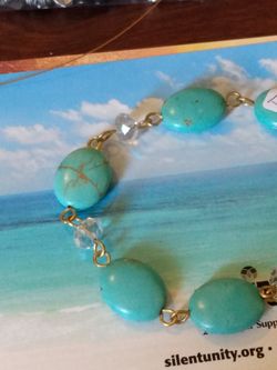 Faux turquoise bracelet w crystals