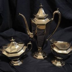 reed and barton 3 piece silver plate tea set