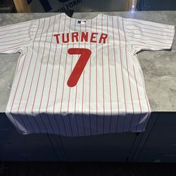 NWT Men’s Trea Turner Philadelphia Phillies Home Pinstripe Jersey Medium