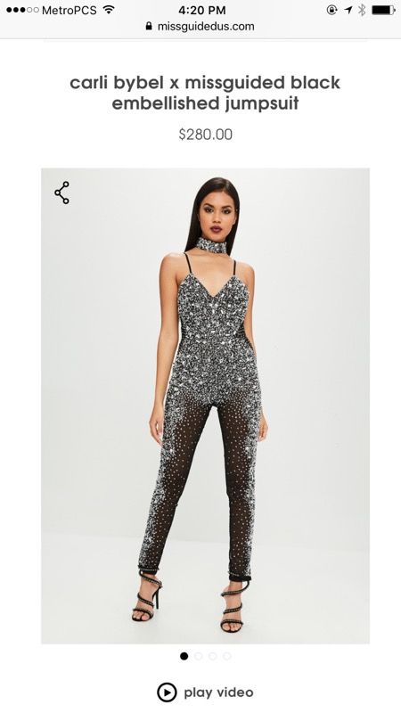 Brand new size 12 !! Carli bybel x missguided black embellished jumpsuit