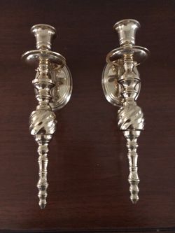 Pair of brass candle holders