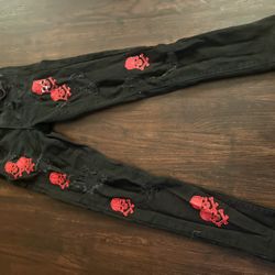Black Jeans With Red Skulls