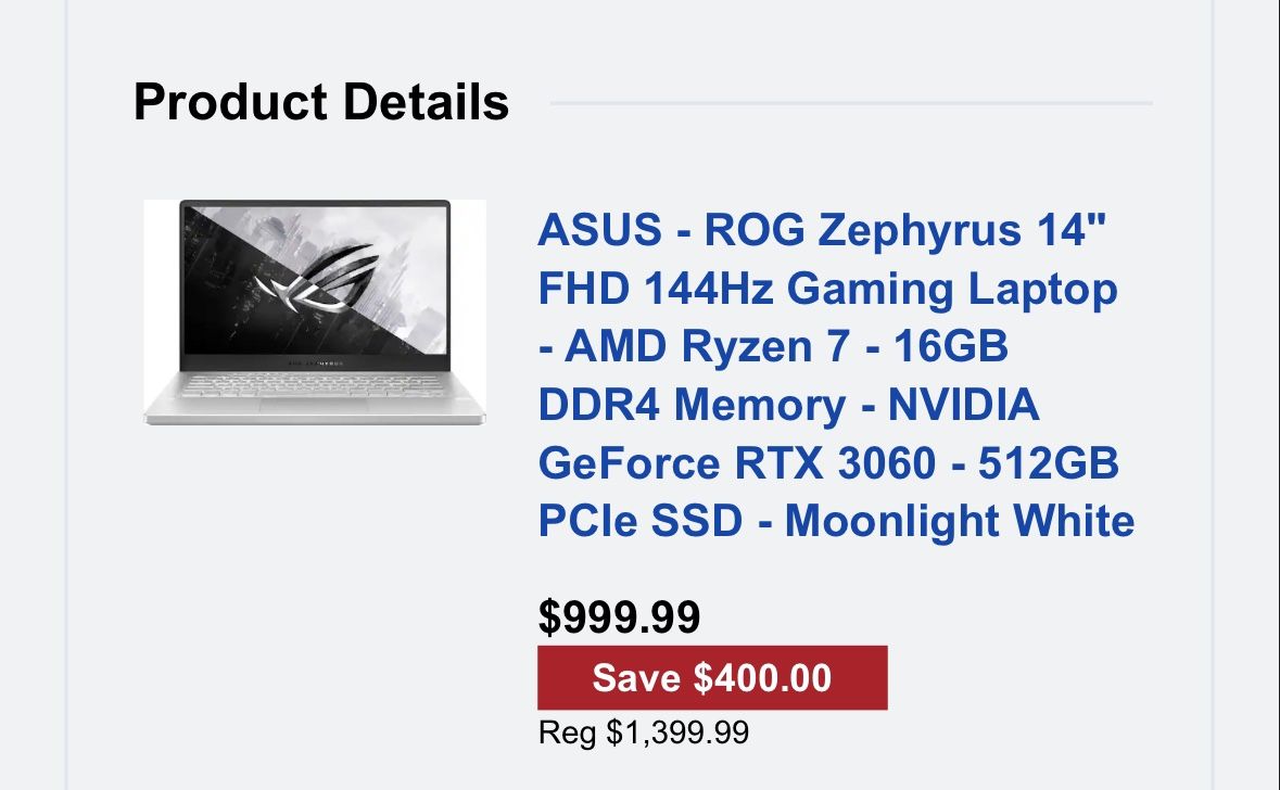 ASUS - ROG Zephyrus 14" FHD 144Hz Gaming Laptop - AMD Ryzen 7 - 32GB DDR4 Memory - NVIDIA GeForce