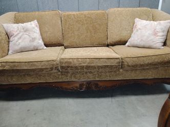 Vintage French Provincial Carved Wood Sofa