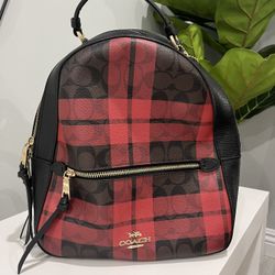 COACH RED AND BLACK LEATHER BACKPACK