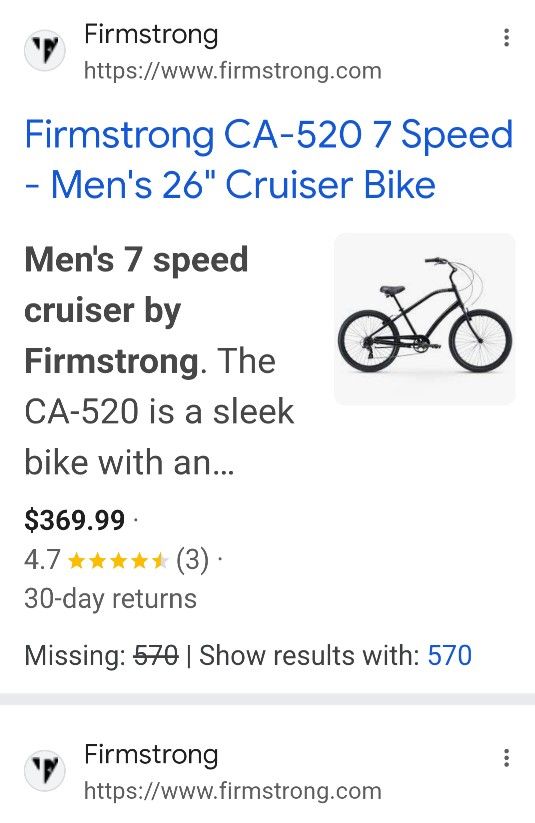 Mens Firmstrong 26" Cruiser Bike