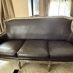 Designer leather sofa and 2 chairs