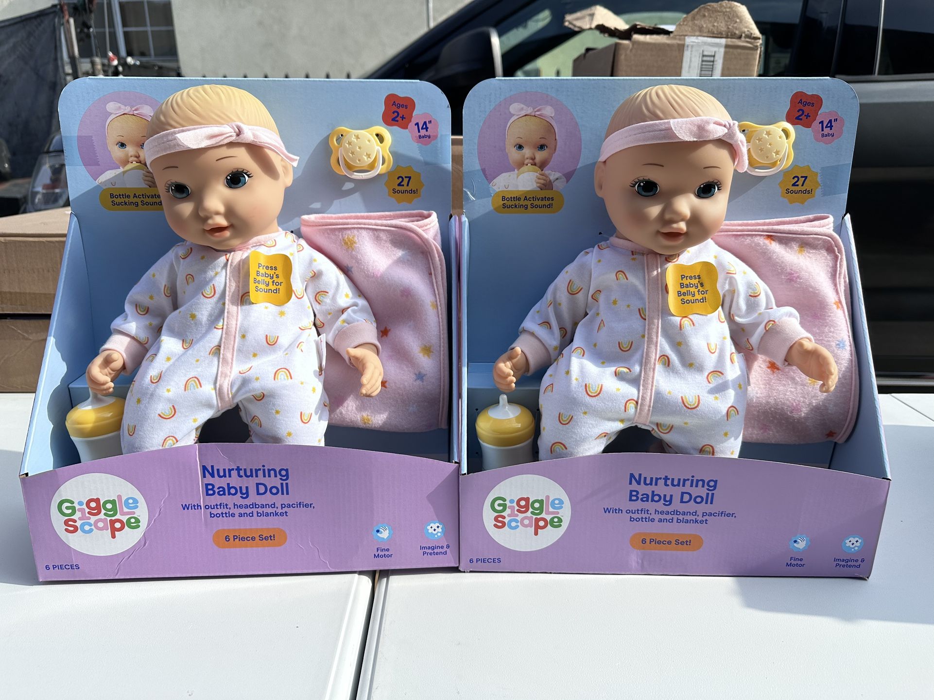 14" Nurturing Baby Doll - Blonde Hair + Blue Eyes - Gigglescape™: Includes Accessories and Outfit