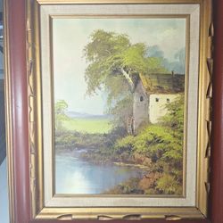 Cabin Near the Creek signed Still Life