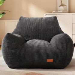 Dark Gray Corduroy Bean Bag Chair