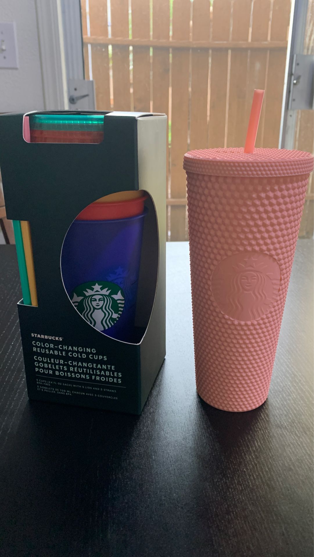 Starbucks matte pink tumbler and color changing cups