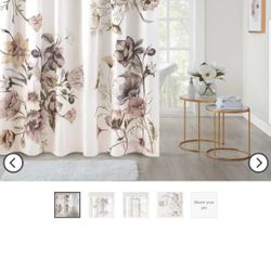 Maddy Printed Cotton Shower Curtain Blush