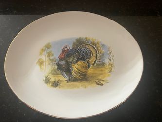 Vintage Thanksgiving Turkey Oval Serving Platter