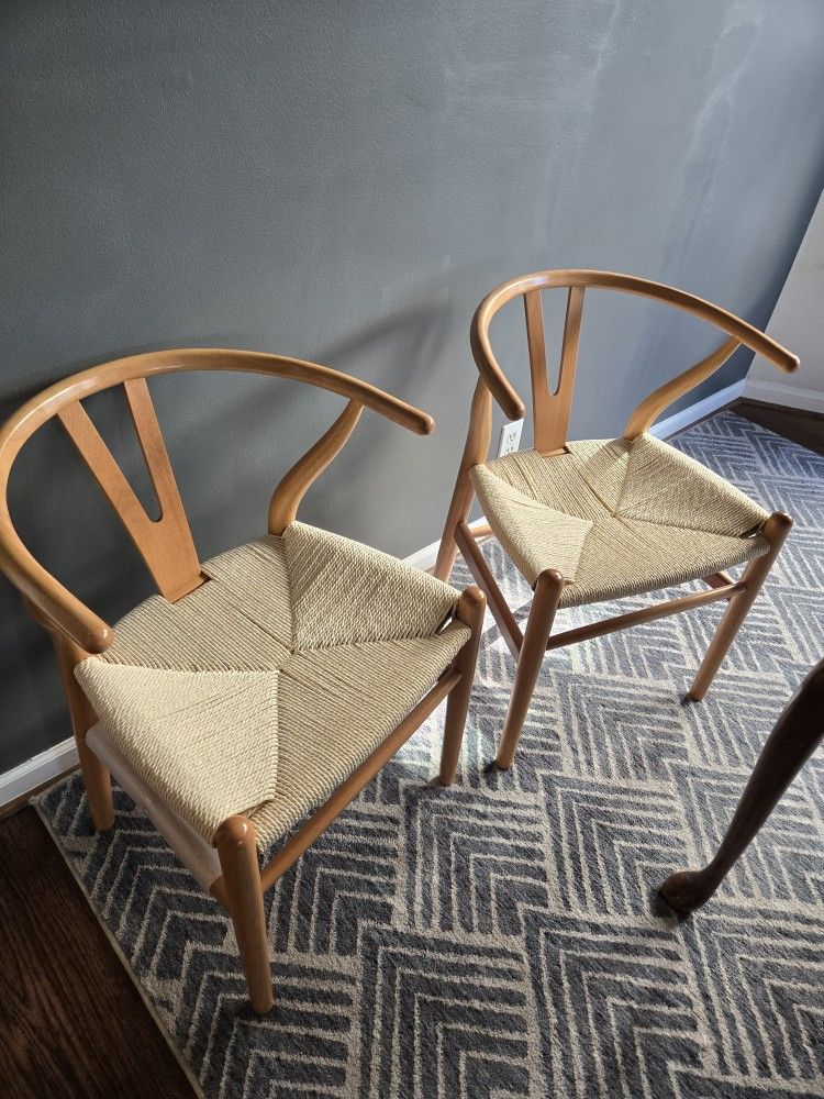 Birch Lane Mid-century Woven Wood Chairs