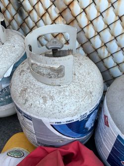 Blue Rhino Blank and AmeriGas empty propane tanks