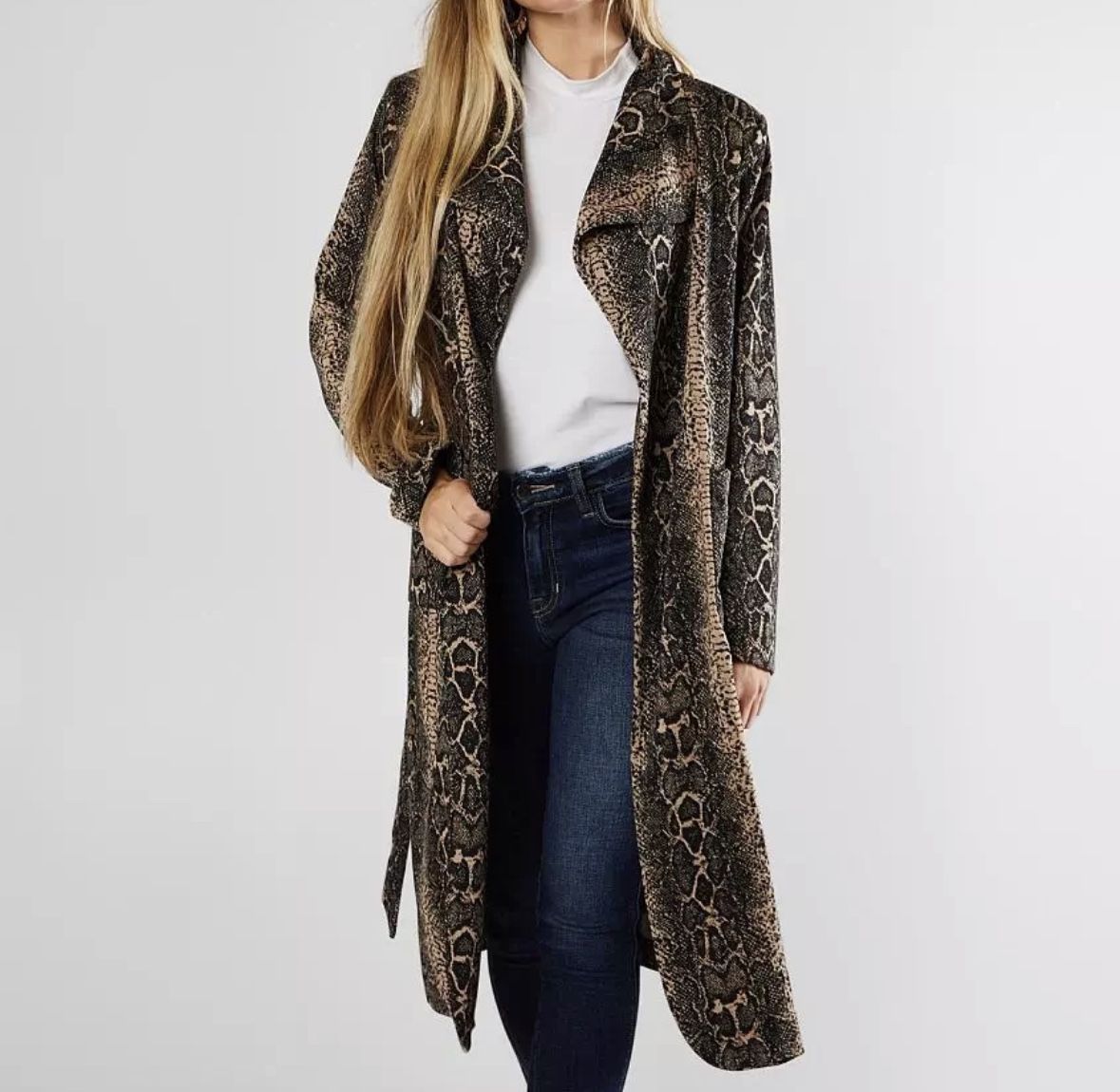 Snake Print Trench Jacket