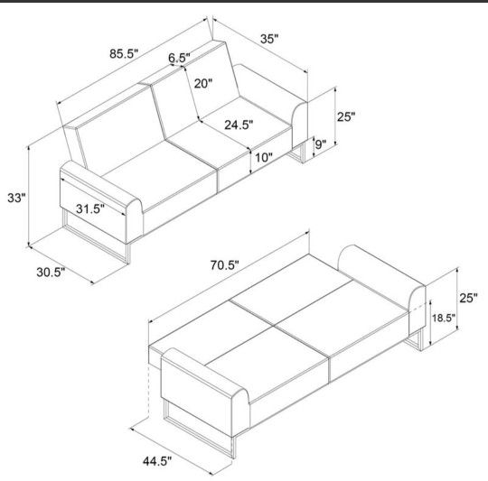 New In Box Modern Futon Sofa Black Velvet See Pictures For Dimensions