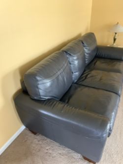 Leather Smokey Black Couch