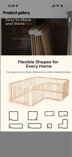 8-Panel Wooden Baby Gate / Play Yard
