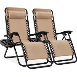 Best Choice Set of 2 Adjustable Steel Mesh Zero Gravity Lounge Chair Recliners