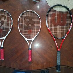 3 Tennis Rackets. 27 Inch And 21 Inches