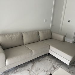 Sofá Beige Semi Leather 