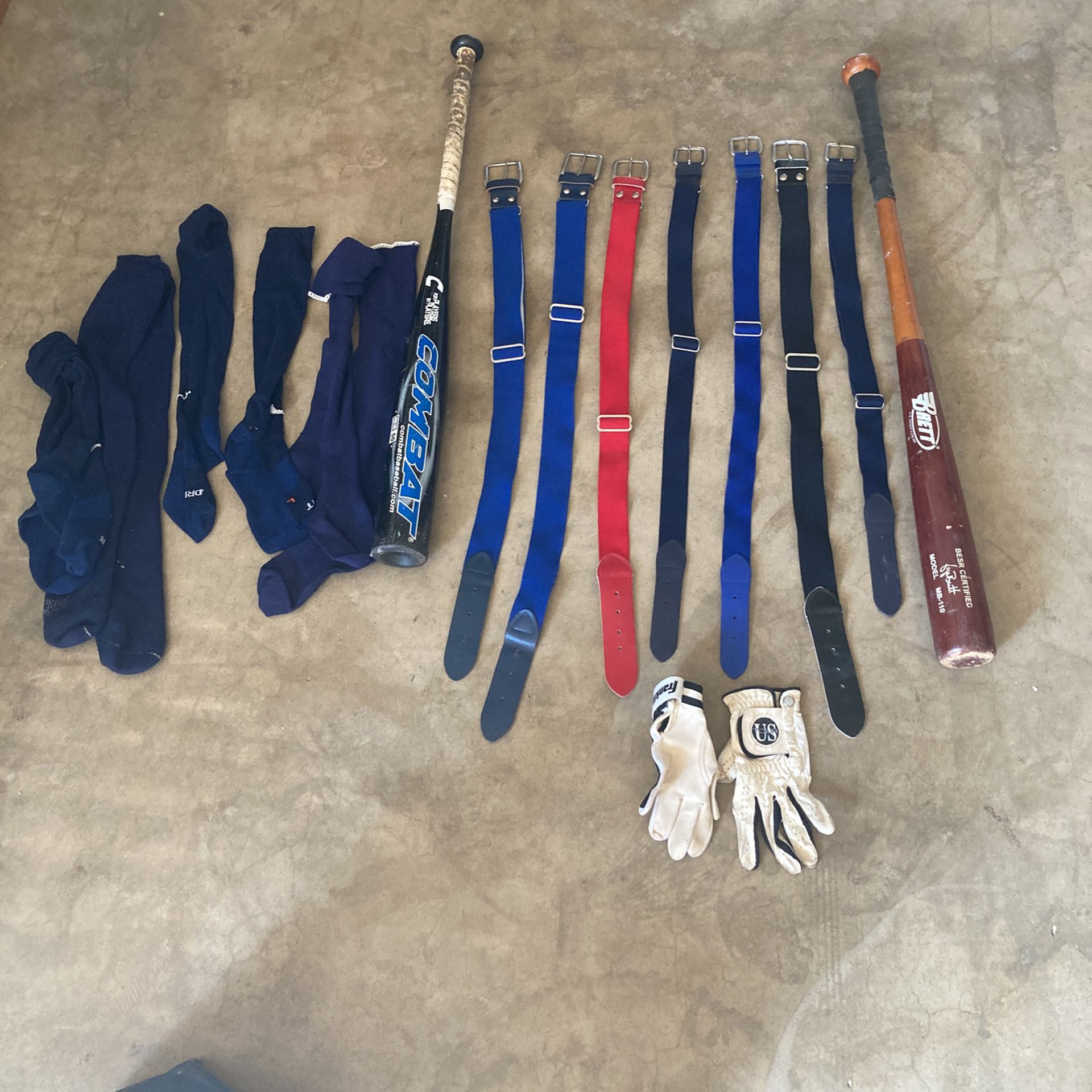 Baseball Gear, Belts, Socks, Gloves