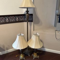 3 piece lites-Valdivian Hammered Bronze -2 Piece Floor and  1 Table Lamp Set