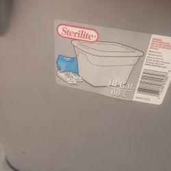 Four Sterlite 18 Gallon Grey Plastic Storage Totes