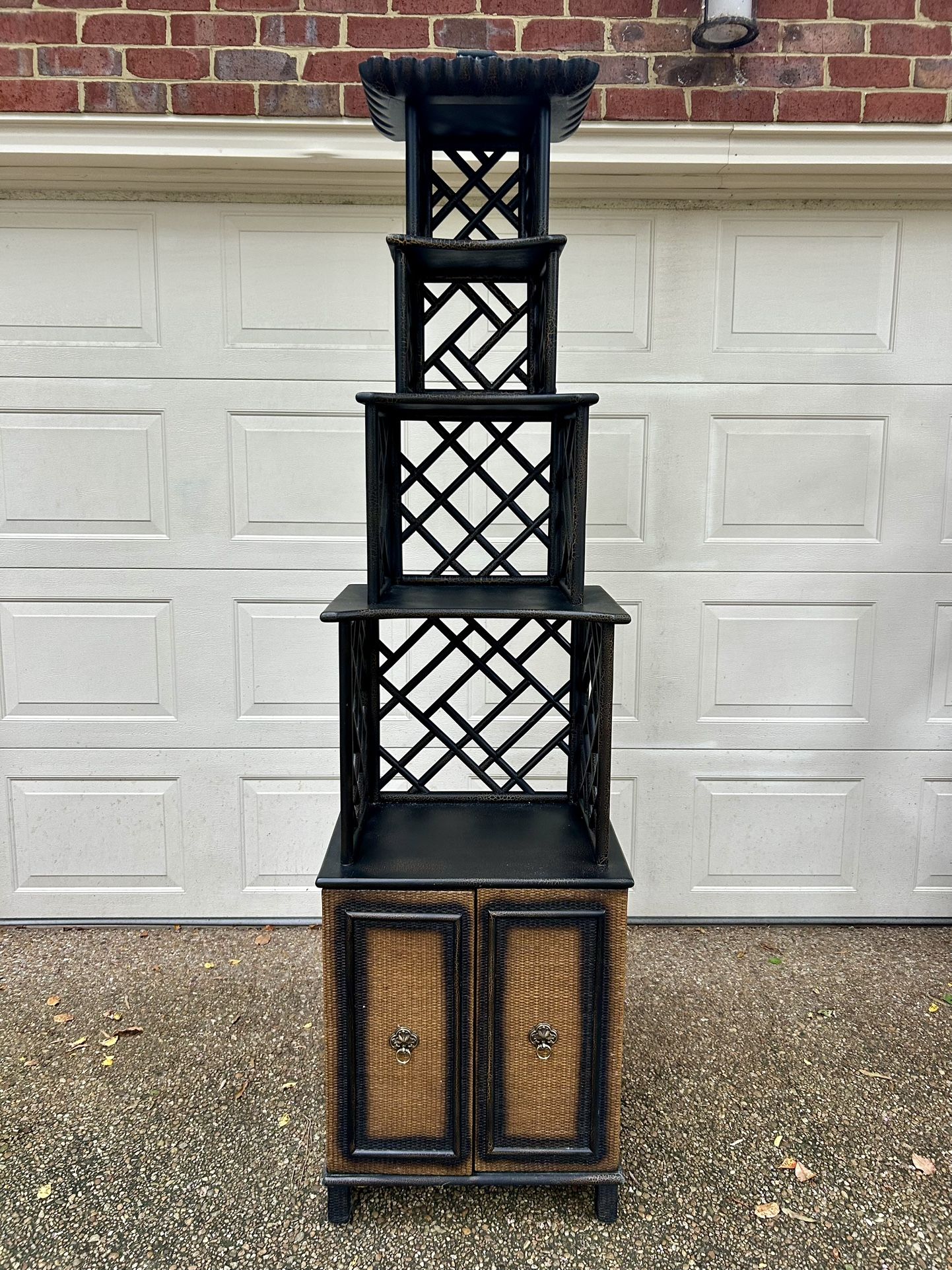Rattan Shelf and Cabinet in Tapered/Temple Style