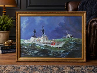 Edward J. Tyndale U.S. Coast Guard Framed Maritime Artwork – Large Nautical Wall Art FREE DELIVERY