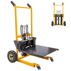 MMS Foldable Hydraulic Material Lift Winch Stacker, 450 Lbs 35.8" Max Lift w/ 9" Wheels 360° Swivel Casters, Pallet Truck Dolly, Fork Lift Table Cart,