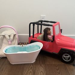Our Generation 4x4 Jeep, bath tub & Carrier