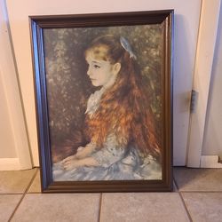 Vintage Pierre - Auguste Renoir Little Irene Portrait Framed Litho Art Print