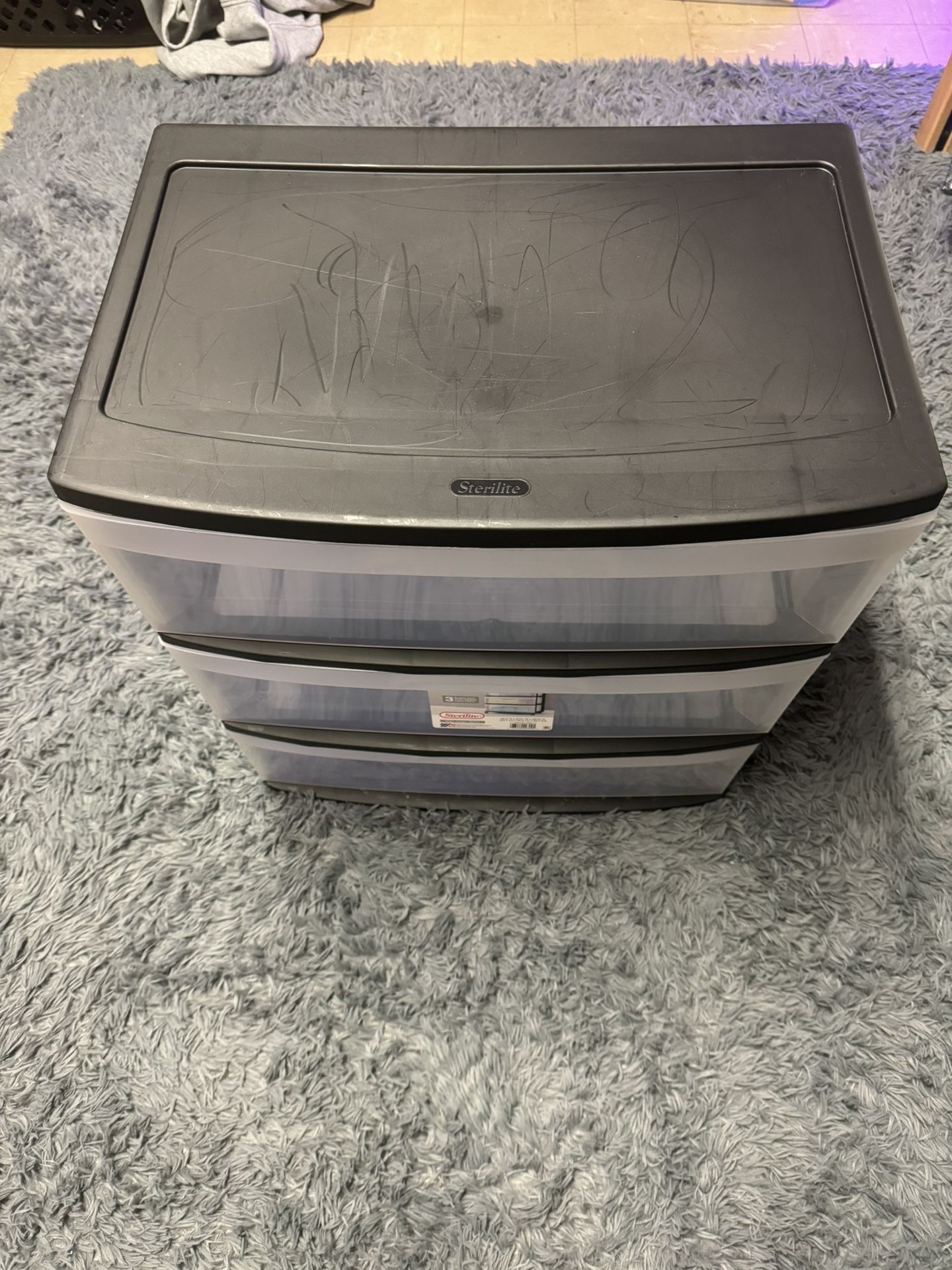 Sterilite Wide 3 Drawer Cart Black