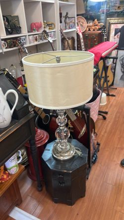 Vintage Mid-Century Modern stacked crystal orb lamp