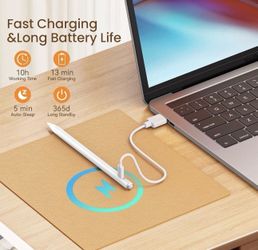 Universal Rechargeable Stylus Pen USB-C for iPad, Android Tablets & Touch Screens | White | Extra Tips Included