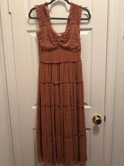 Rust Tiered Smocked Maxi Dress
