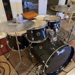 PDP Encore by DW complete drum set 22 10 12 16 FS birch 14” snare stands new quiet cymbals 14” regular hihat cymbals throne $435 cash In Upland 91784